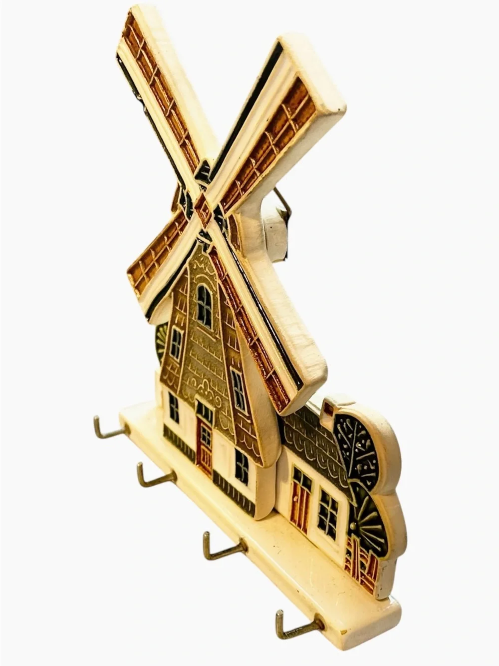 Vintage Dutch Windmill Wall Plaque Key Holder